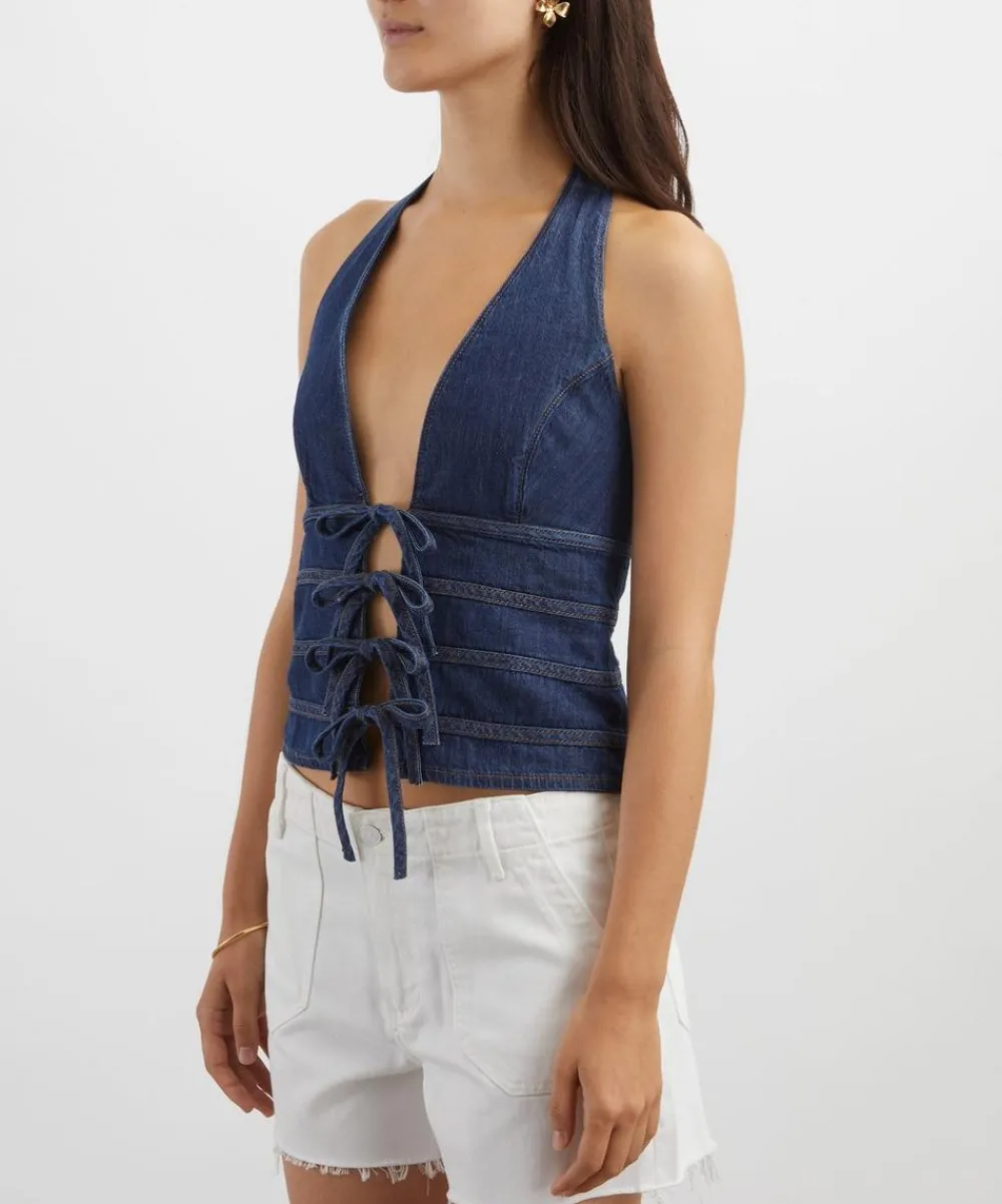 Reformation Tops^Kyleigh Denim Halter Top