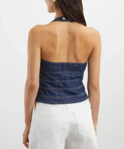 Reformation Tops^Kyleigh Denim Halter Top