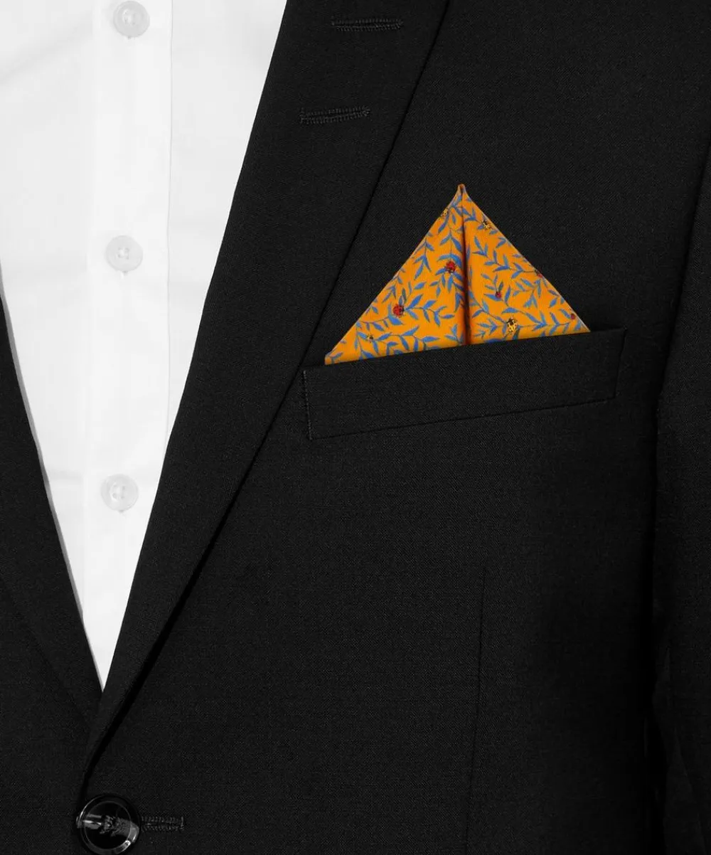 Liberty Pocket Squares^Leafy Ladybirds Printed Silk Pocket Square