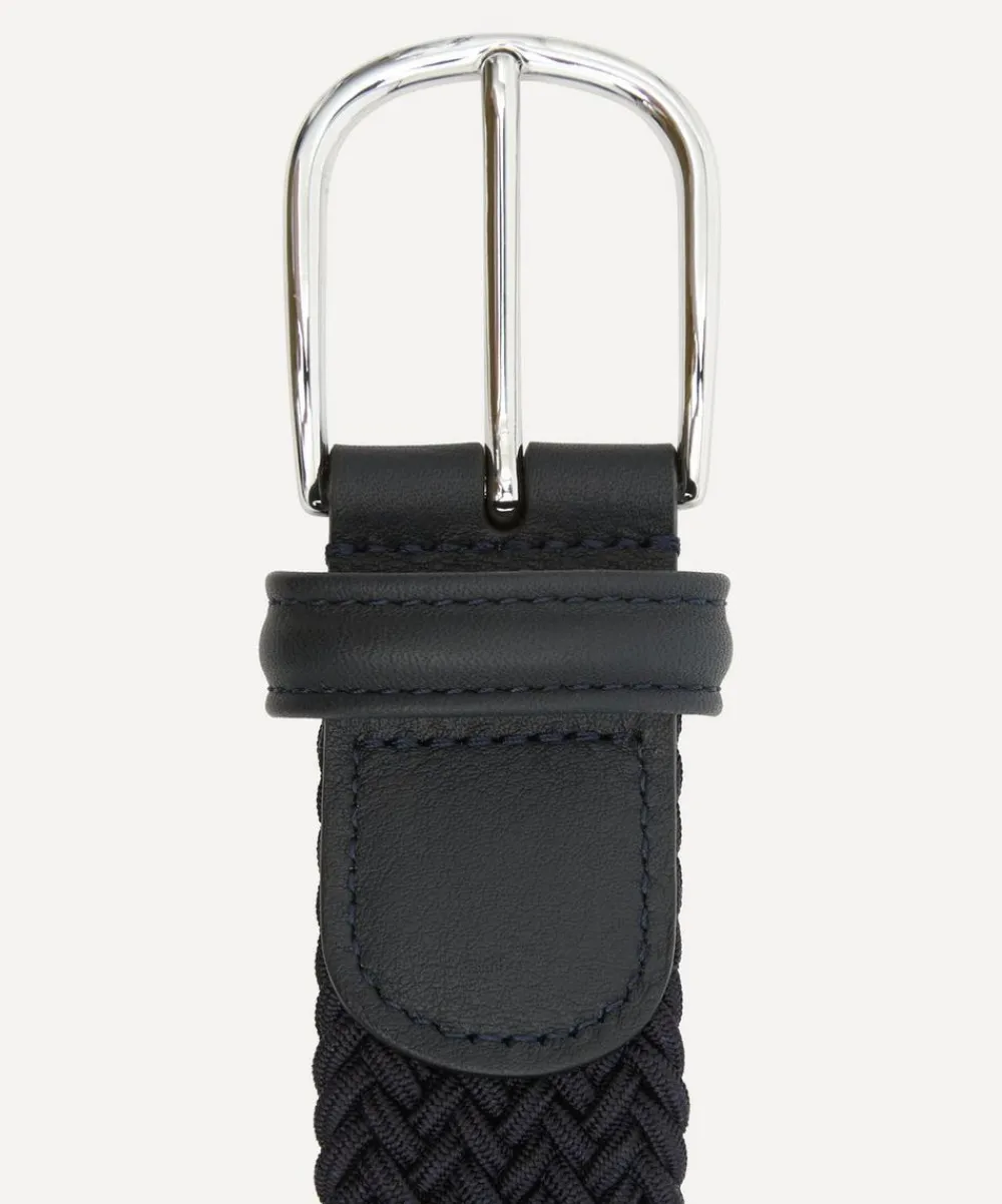 Anderson's Belts^Leather Trimmed Woven-Stretch Belt