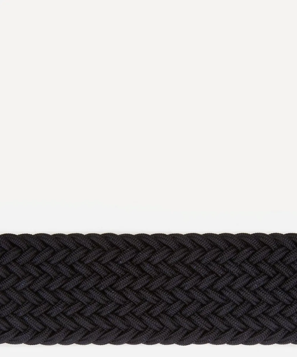 Anderson's Belts^Leather Trimmed Woven-Stretch Belt