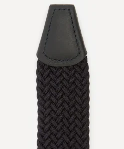 Anderson's Belts^Leather Trimmed Woven-Stretch Belt