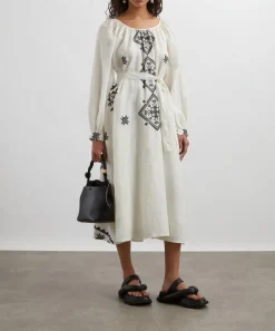 Kori Dresses^Lefkada Ramie Embroidered Dress