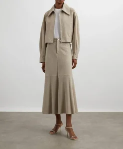 Ivy Oak Coats & Jackets^Lena Light Stone Suede Bomber Jacket