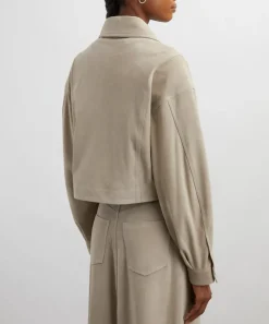 Ivy Oak Coats & Jackets^Lena Light Stone Suede Bomber Jacket