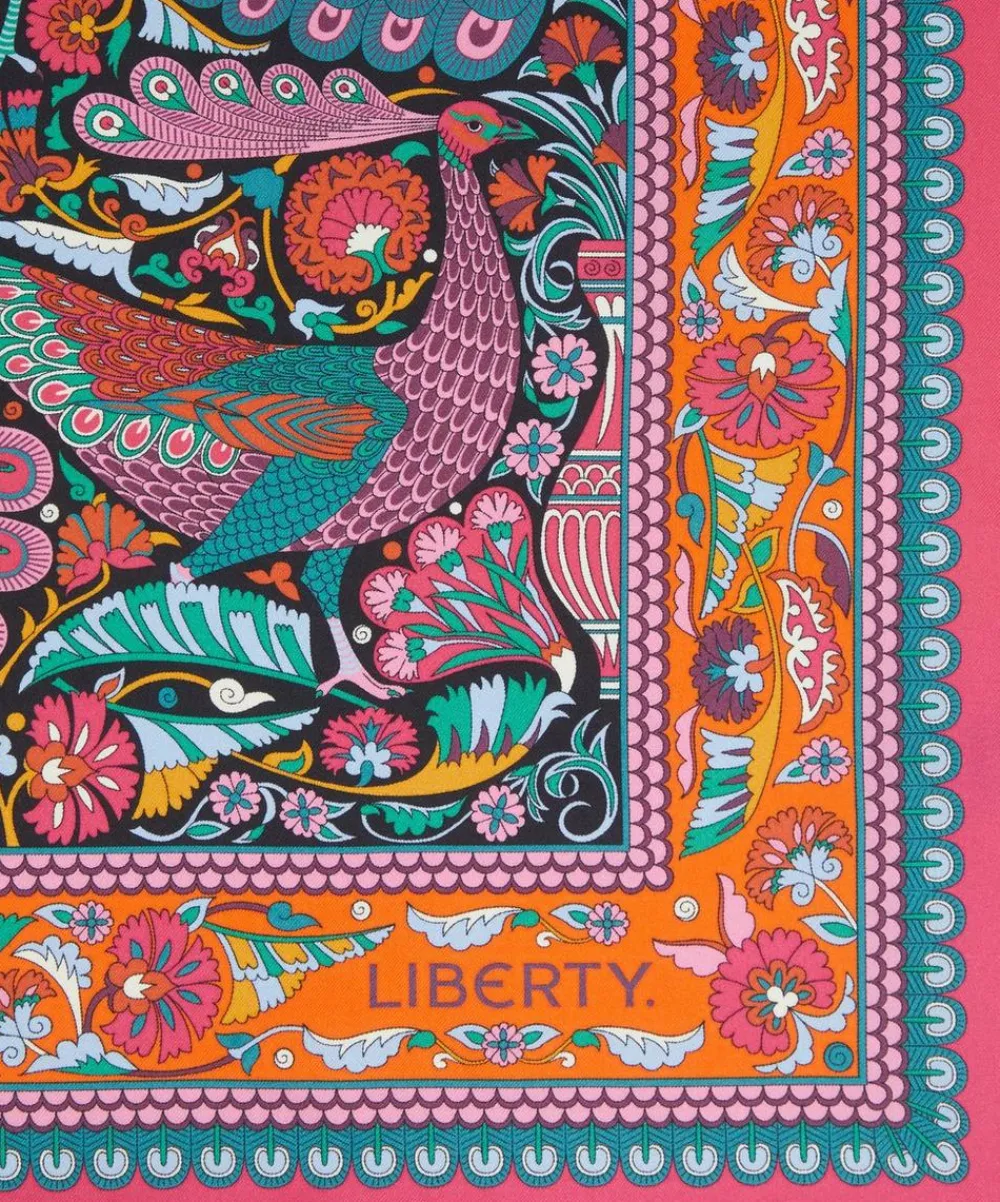 Liberty Scarves^London Peacock Garden 70 x 70 Silk Twill Scarf