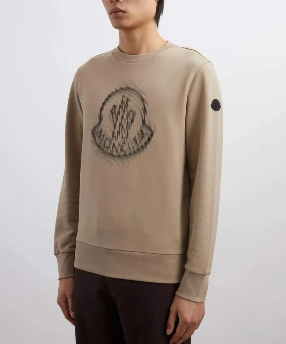 Moncler Knitwear & Sweats^Light Beige Blurred Logo Sweatshirt