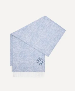 Loewe Scarves^Light Blue Anagram Wool-Blend Scarf