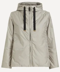 Max Mara Coats & Jackets^Light Grey Greenh Padded Hooded Jacket in Water-Repellent Canvas