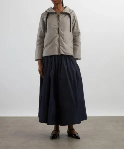 Max Mara Coats & Jackets^Light Grey Greenh Padded Hooded Jacket in Water-Repellent Canvas