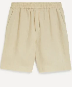 Sunspel Shorts^Light Sand Cotton-Linen Drawstring Shorts