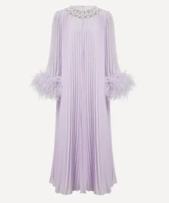 Self-Portrait Dresses^Lilac Chiffon Feather Midi Dress