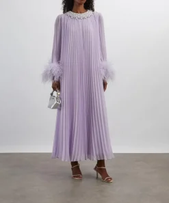 Self-Portrait Dresses^Lilac Chiffon Feather Midi Dress
