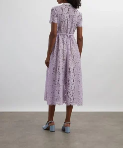 Self-Portrait Dresses^Lilac Lace Button Midi Dress