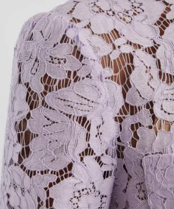 Self-Portrait Dresses^Lilac Lace Button Midi Dress