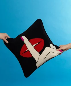 Jonathan Adler Cushions^Lips Hush Needlepoint Cushion