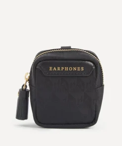 Anya Hindmarch Purses & Pouches^Logo Black Ear Phones Travel Pouch