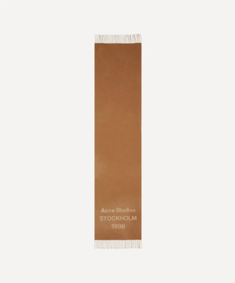 Acne Studios Scarves^Logo Jacquard Camel Scarf