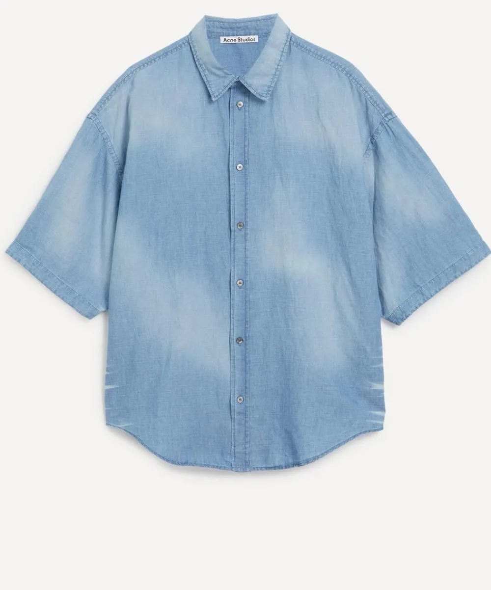 Acne Studios Shirts^Logo Stamp Denim Button-Up Shirt