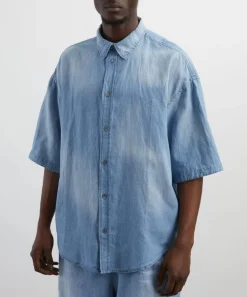 Acne Studios Shirts^Logo Stamp Denim Button-Up Shirt