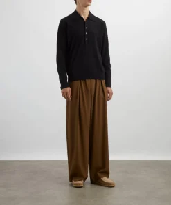 Dries Van Noten Knitwear & Sweats^Long-Sleeve Merino Wool Polo Shirt