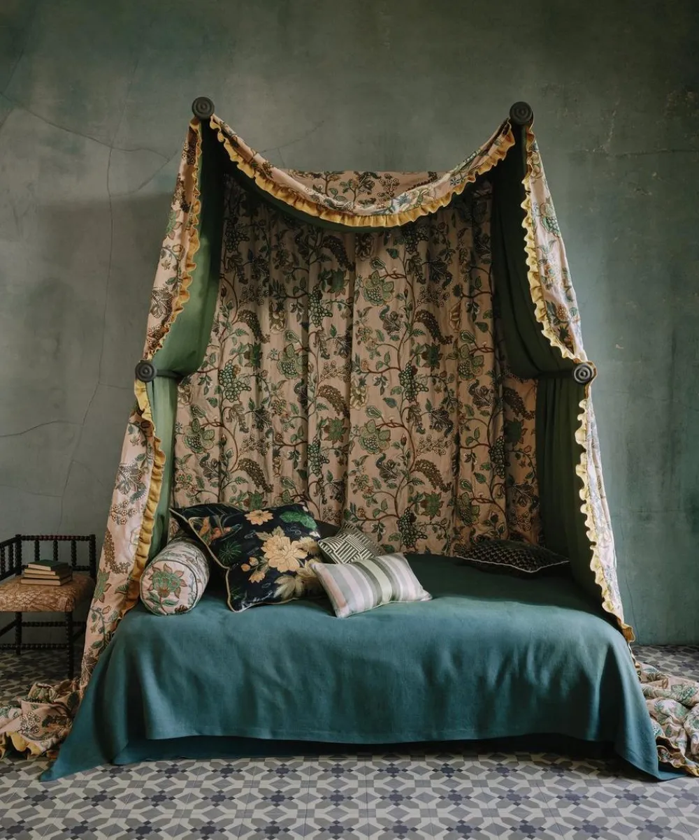 Liberty Interiors Furnishing Fabrics|Furnishing Fabrics^Lotus Garden Downley Velvet in Jade