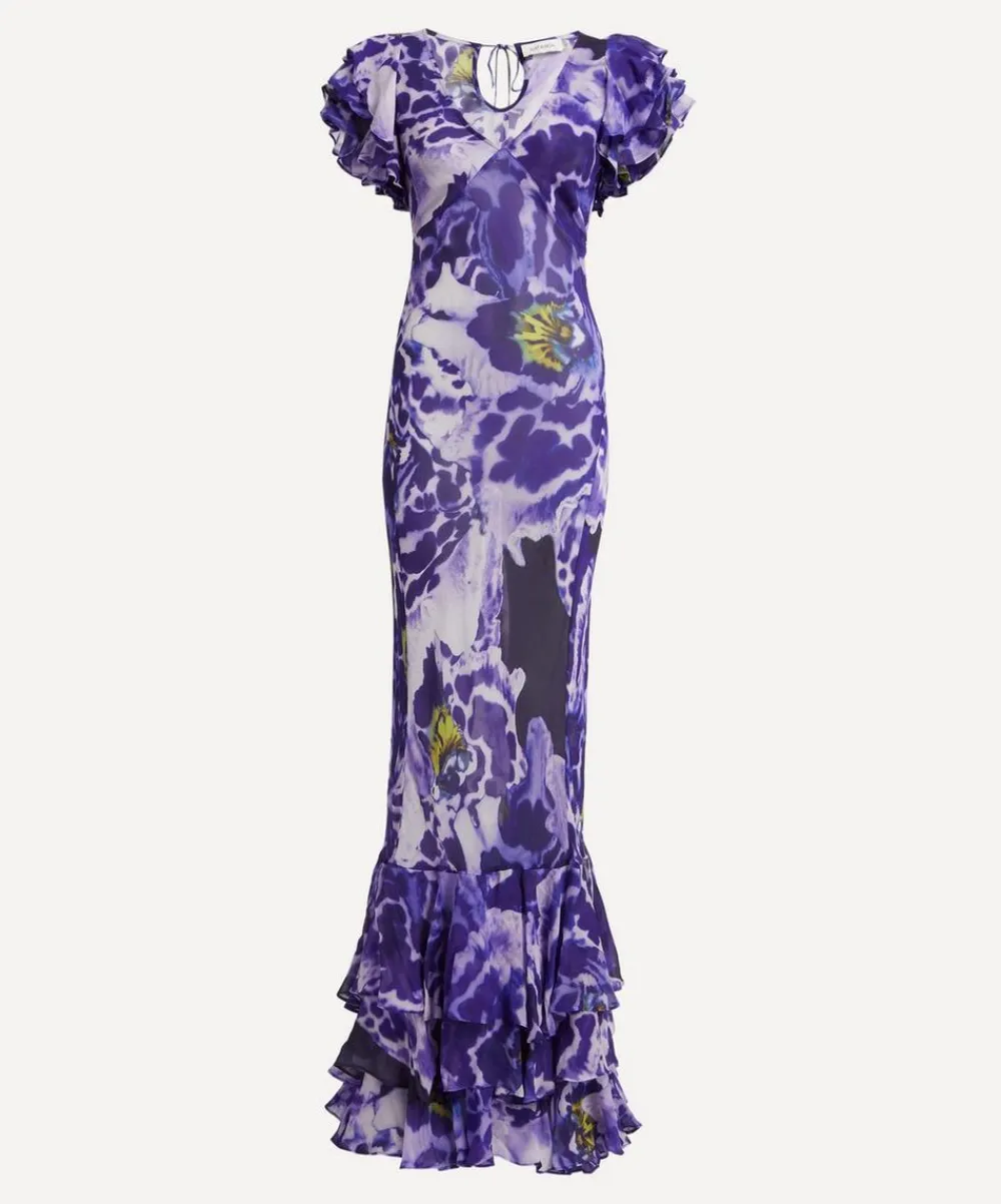Rat & Boa Dresses^Lucille Blue Iris Orchid Ruffle Maxi Dress