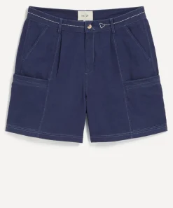 Folk Shorts^Lunar Ink Blue Crinkle Canvas Shorts