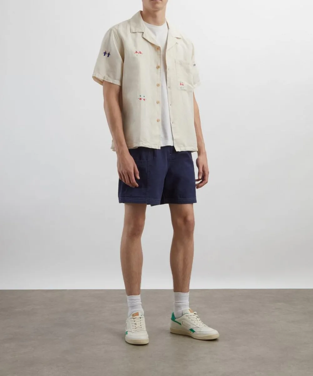 Folk Shorts^Lunar Ink Blue Crinkle Canvas Shorts