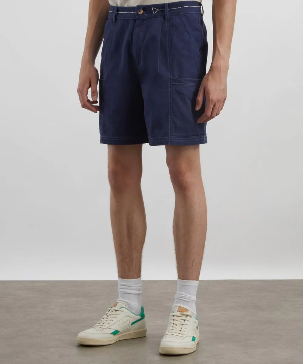 Folk Shorts^Lunar Ink Blue Crinkle Canvas Shorts