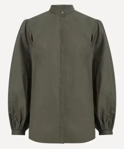 Mondo Corsini Tops^Maia Dark Khaki Cotton Poplin Blouse
