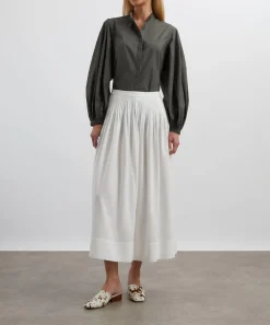 Mondo Corsini Tops^Maia Dark Khaki Cotton Poplin Blouse