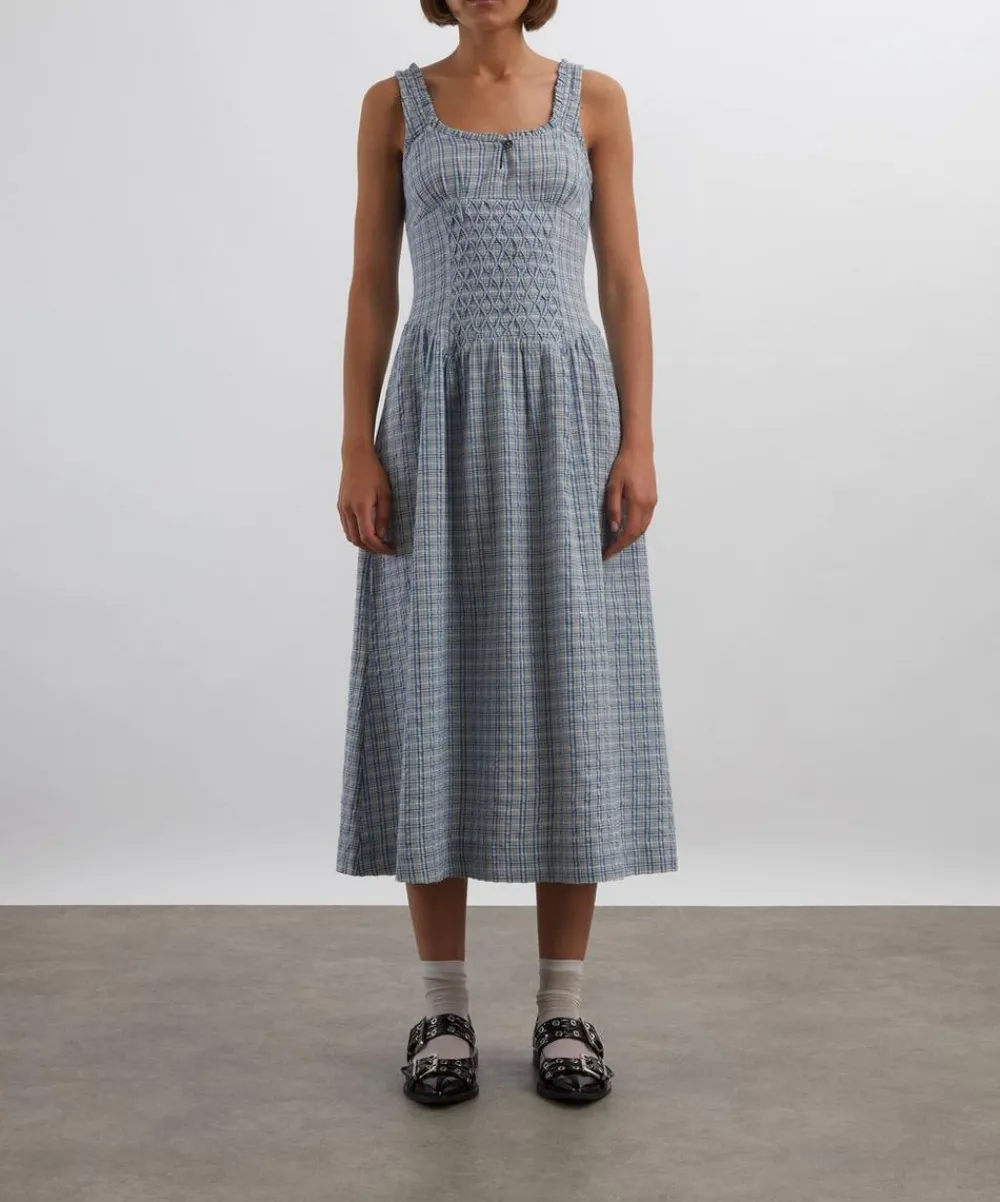 Damson Madder Dresses^Mallory Cloudy Check Midi Dress