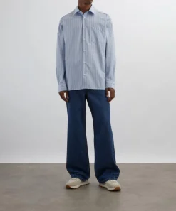 A.P.C. Shirts^Malo Blue Striped Cotton Shirt