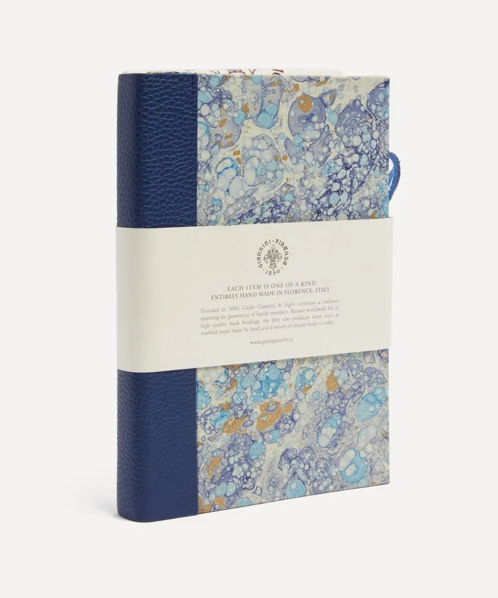 Giannini Stationery And Games^Marbled Notebook with Leather Spine and Tie