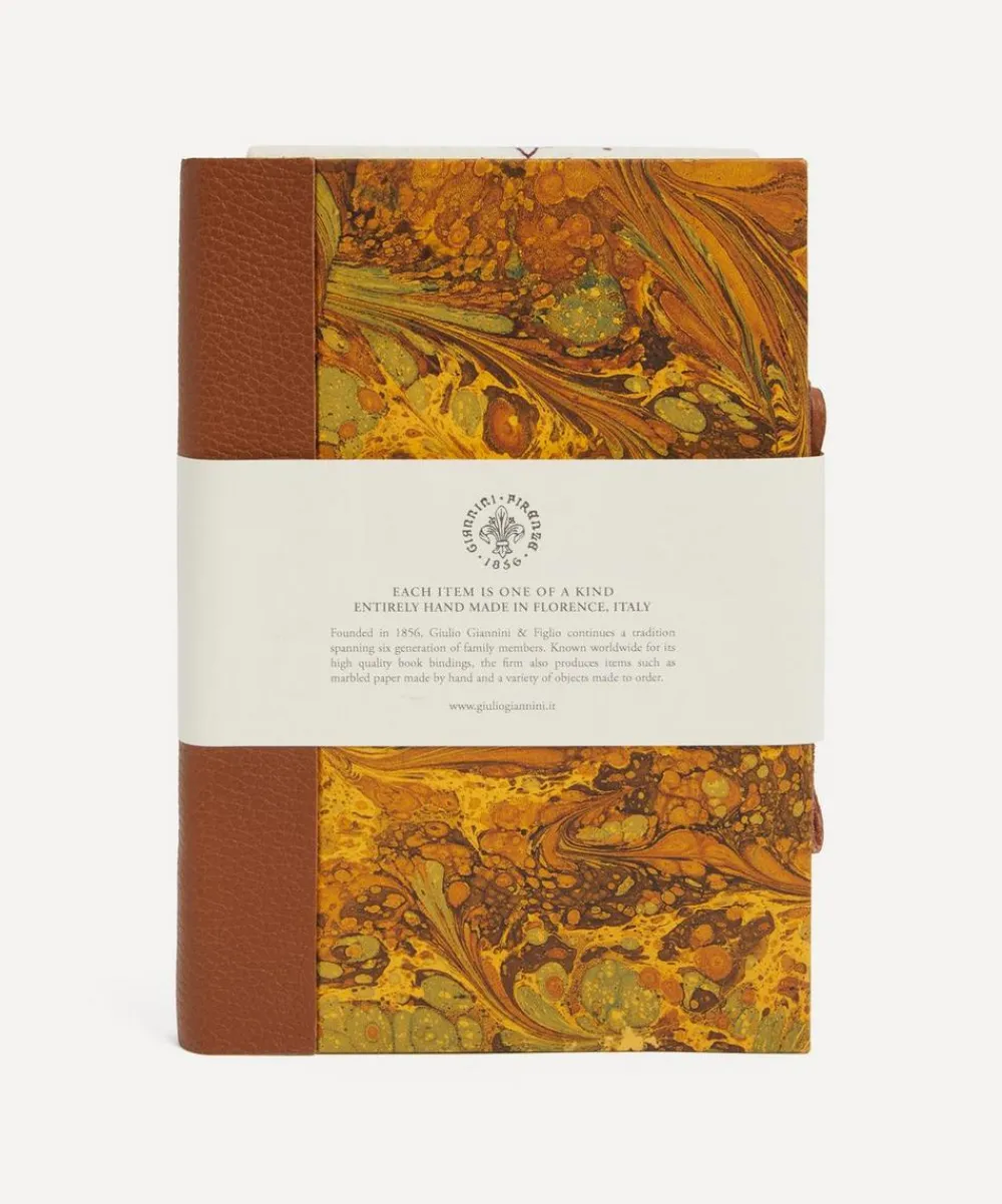 Giannini Stationery And Games^Marbled Notebook with Leather Spine and Tie