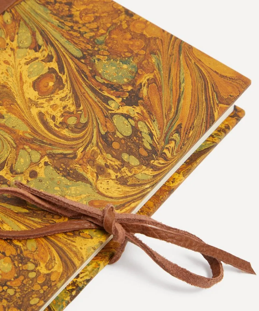 Giannini Stationery And Games^Marbled Notebook with Leather Spine and Tie