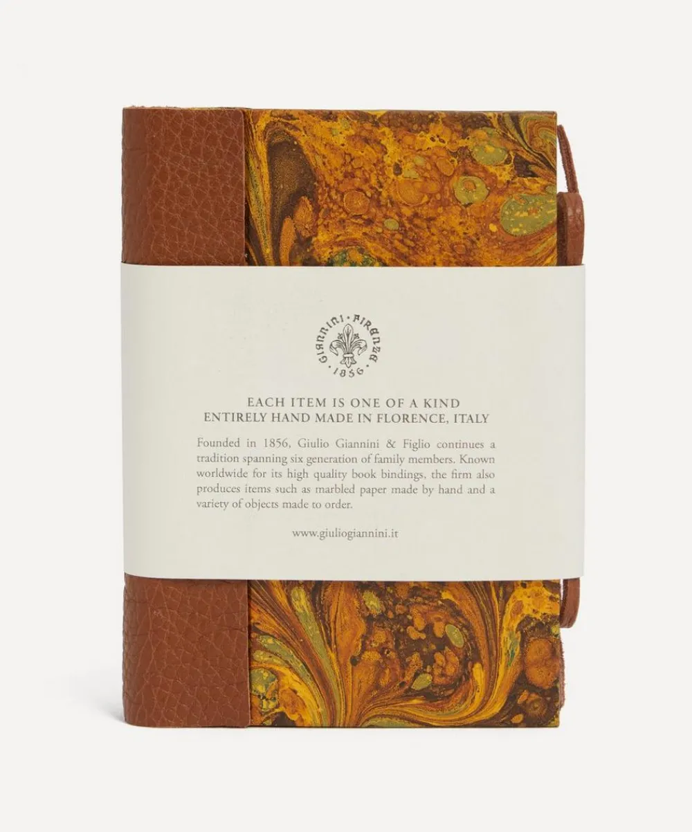 Giannini Stationery And Games^Marbled Notebook with Leather Spine and Tie