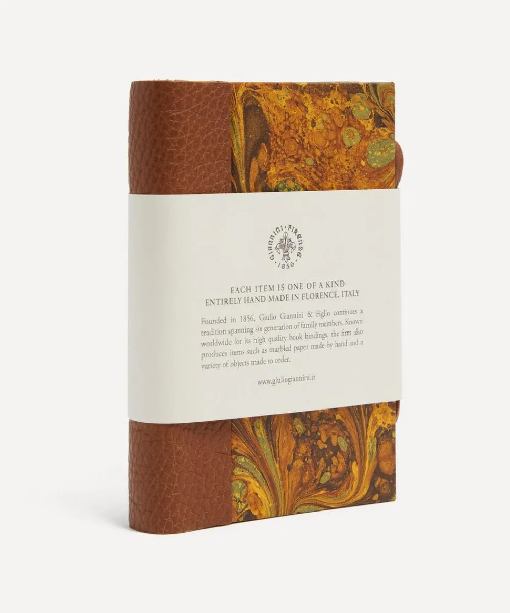 Giannini Stationery And Games^Marbled Notebook with Leather Spine and Tie