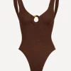 Hunza G Swimwear^Metallic Chocolate Celine Swimsuit