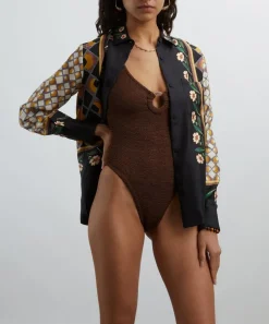 Hunza G Swimwear^Metallic Chocolate Celine Swimsuit