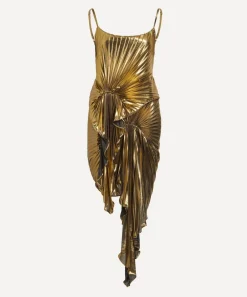 Georgia Hardinge Dresses^Metallic Gold Torrent Pleated Dress