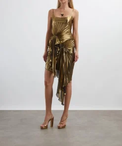 Georgia Hardinge Dresses^Metallic Gold Torrent Pleated Dress