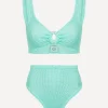 Hunza G Swimwear^Metallic Mint Nadine Bikini with Pearly Hoops