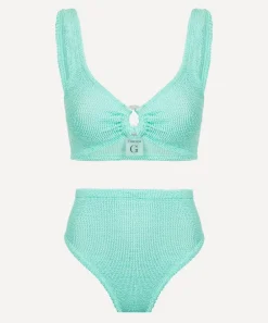Hunza G Swimwear^Metallic Mint Nadine Bikini with Pearly Hoops
