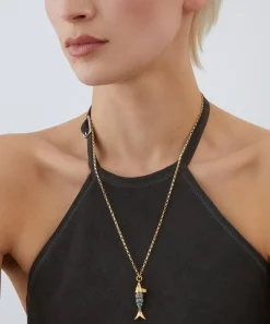 Kirstie Le Marque Necklaces^Mixed Metal Diamond and Ruby Fish Pendant Necklace