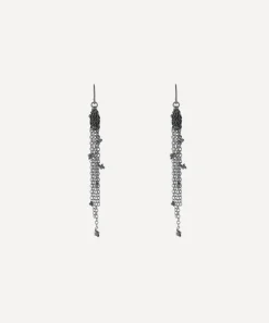 Stephanie Schneider Earrings^Mixed Metal Fringe Black Diamond Drop Earrings