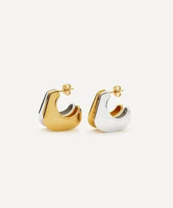 Missoma Earrings^Mixed Metal Hera Dome Double Ridge Medium Hoop Earrings