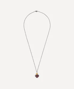 Acanthus Necklaces^Mixed Metal Sacred Garnet Heart Pendant Necklace