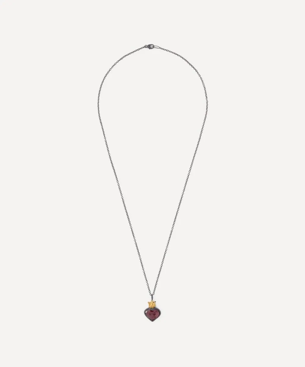 Acanthus Necklaces^Mixed Metal Sacred Garnet Heart Pendant Necklace